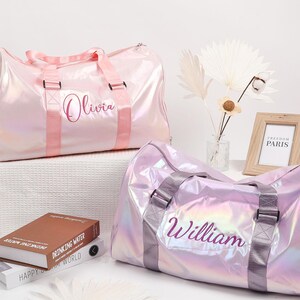 Personalisierte Tanztasche für Mädchen mit Namen, bestickter Reisetasche, Yoga Tasche für Frauen, Brautjungfer Geschenk, Kinder Sporttasche, Reisetasche, Weihnachten