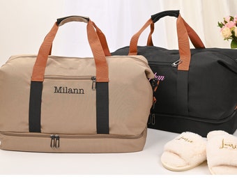 Personalized Bridesmaid Bag, Bride Bag,Embroidered Duffle Bag,Honeymoon Travel Bag, Weekender Bags with Baby, Birthday Christmas Party Gifts