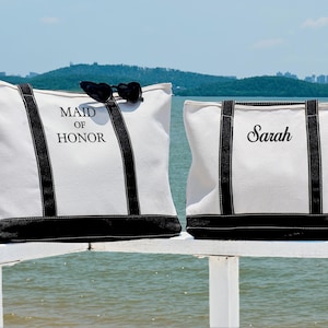 Custom Beach Tote Bag, Personalised Canvas Tote Bag for Girls, Bridesmaid Gift Bag, Bachelorette Party, Embroidery with Name Tote, Gift Bags