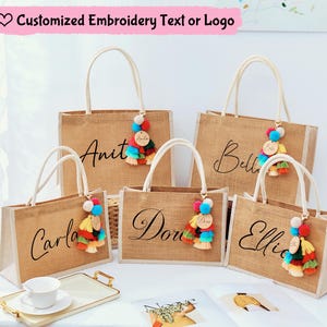 Personalisierte Brautjungfer Geschenktasche mit Quaste Charme, personalisierte Geschenktasche, bestickter Name, Strand Tragetasche,Bachelorette/Brautjungfer Vorschlag