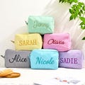 Personalized Seersucker Cosmetic Bag  for Women/Girl, Embroidered Large capacity Makeup Organizer for Bride/Bridesmaid Gift, Makeup Bags