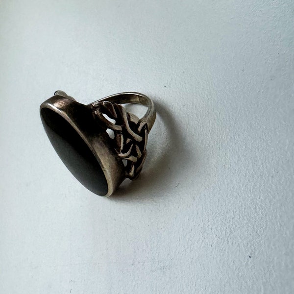 Bague vintage en obsidienne