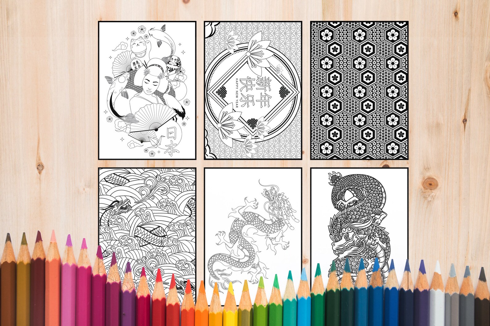 Asian Coloring Pages Instant PDF Download Coloring Book - Etsy