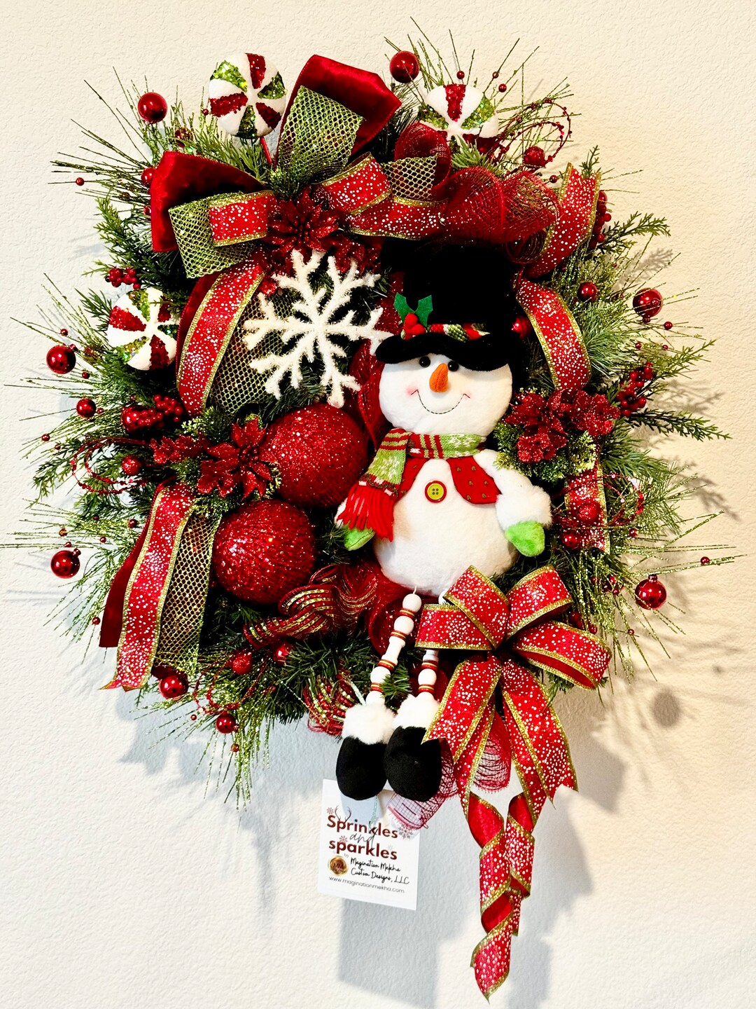 READY TO SHIP Snowman Door Wreath Holiday Wreath Door Wreath Christmas ...