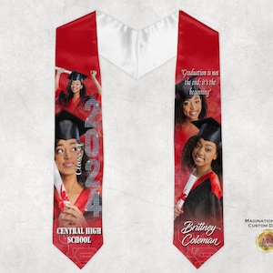 Personalized Graduation Sash| Class Of 2024 Graduation Stole | Rhinestones | Custom Graduation Gift | High School | College | Keepsake