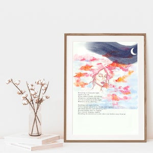 LOVE ART PRINT - Allegories in the sky - Poetry - printed watercolor - A4
