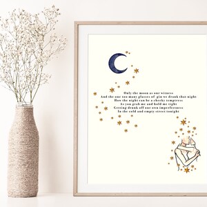 LOVE ART PRINT - Lovers and the Moon -Poetry - printed watercolor - A4 & A5