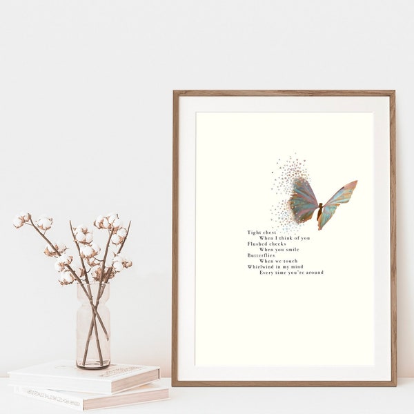 LOVE ART PRINT - Schmetterlingseffekt - Poesie - gedrucktes Aquarell - A5