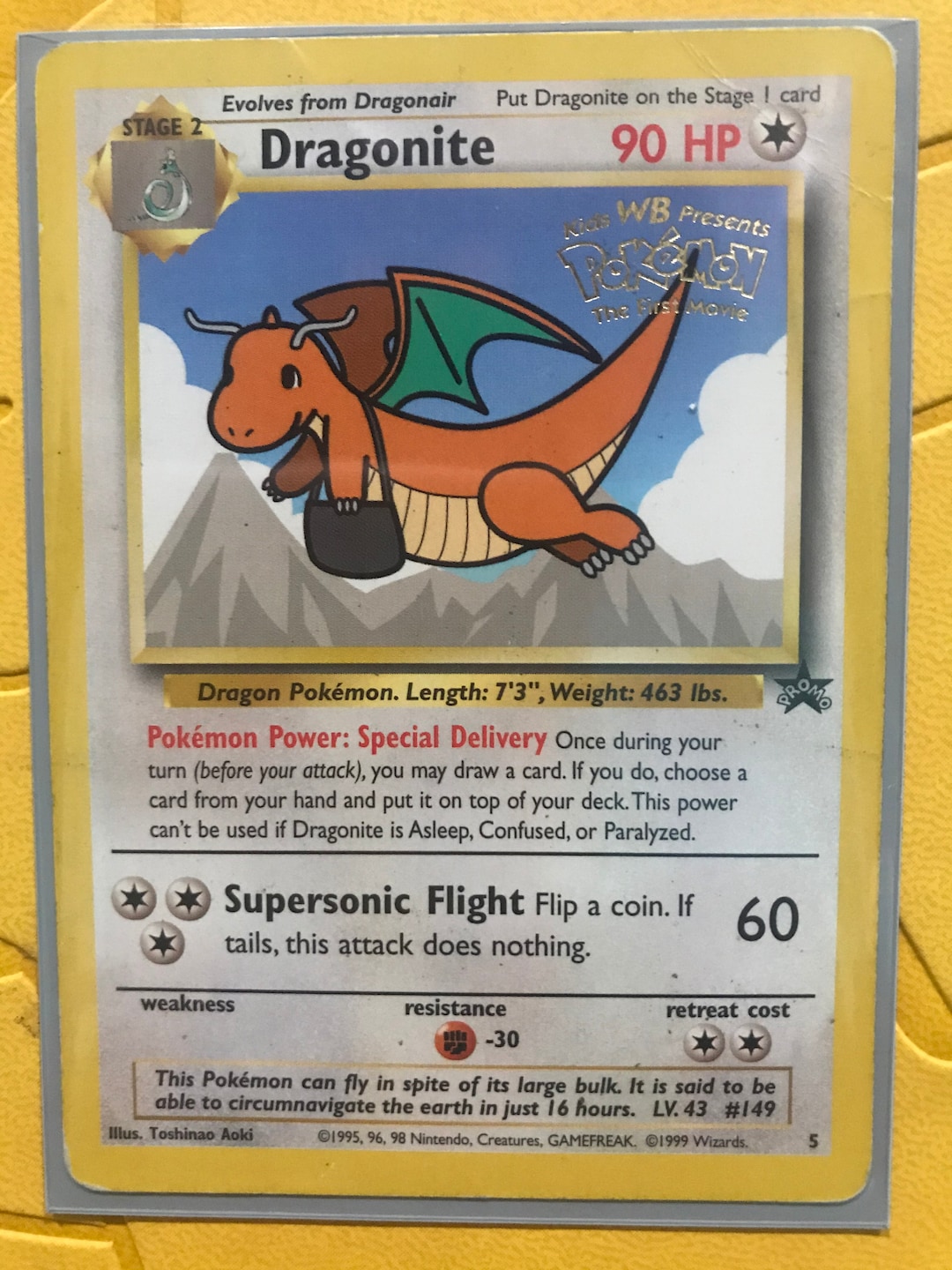 1999 Pokemon Dragonite the First Movie Promo Card Black Star Promo 5 Etsy
