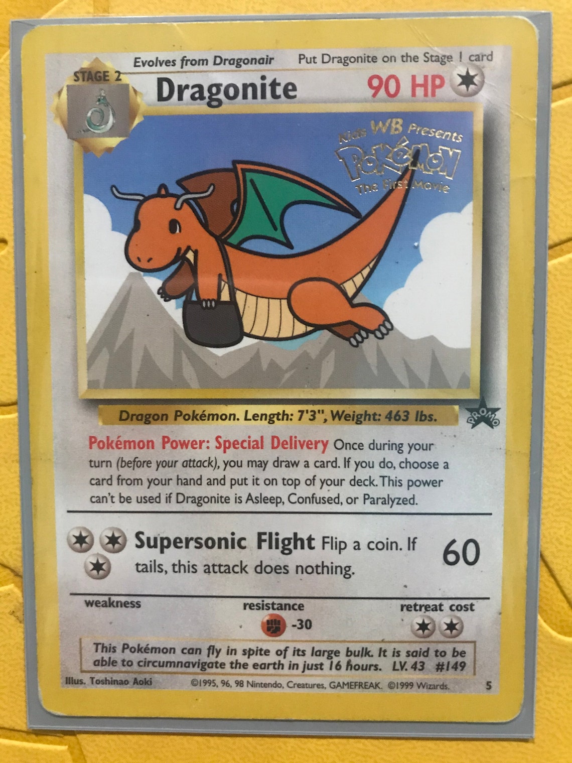 1999 Pokemon Dragonite The First Movie Promo Card Black Star Etsy UK