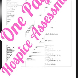 One Page Hospice Nursing Assessment