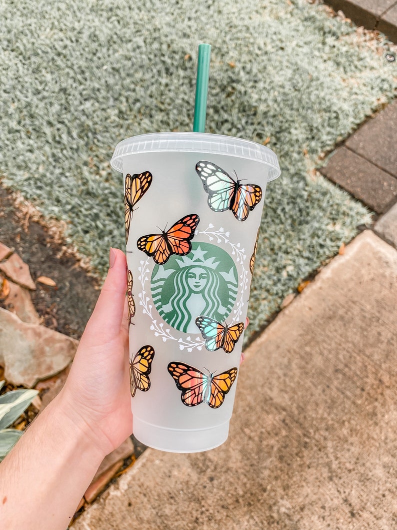 Monarch Butterfly Tumbler Starbucks Reusable Venti Cup Butterfly Tumbler St...