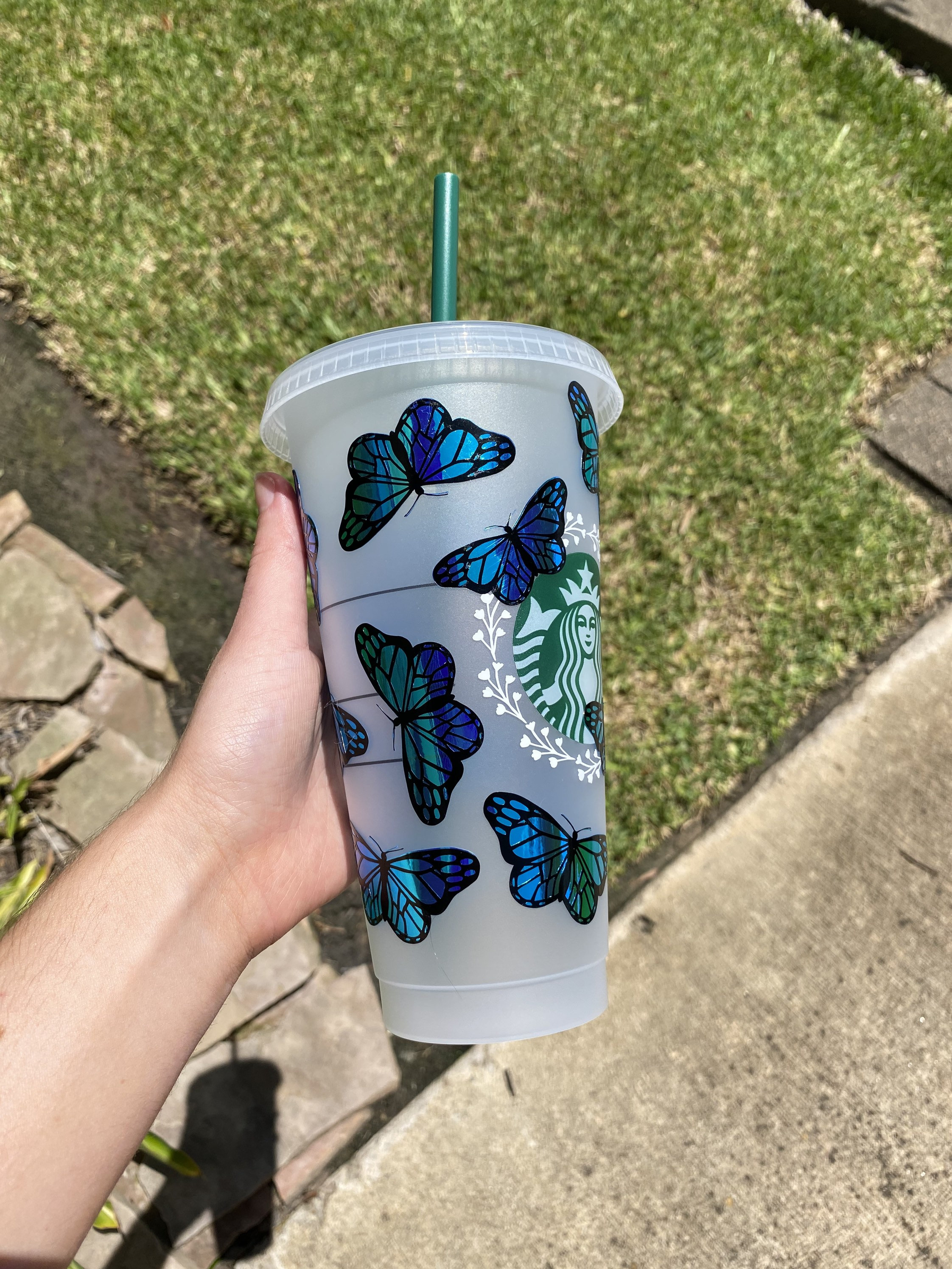 starbucks blue flower tumbler
