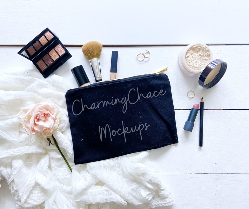 Download Makeup Bag Mockup Black Cosmetic Bag Mockup Canvas Bag | Etsy