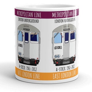 London Underground A Stock Tube Train Metropolitan Line and East London Line Illustrated Mug