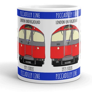 London Underground 1973 Tube Stock Train Piccadilly Line Illustrated Mug