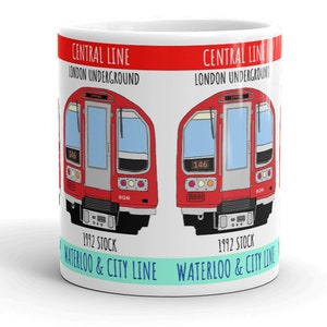 London Underground 1992 Tube Stock Train Central Line Waterloo and City Line Illustrated Mug