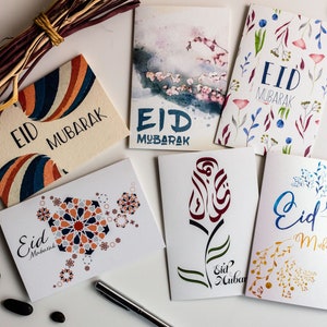 Eid Mubarak - Carte de voeux - lots de 3 ou 5 - Haute qualité - Designs uniques