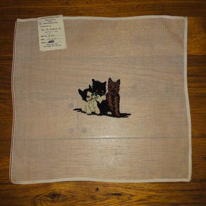 Three Kittens Pre Stitched Vintage Needlepoint Canvas