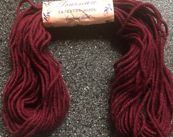 Bernat Deep Red Tournau Tapestry Wool Vintage Imported Wool