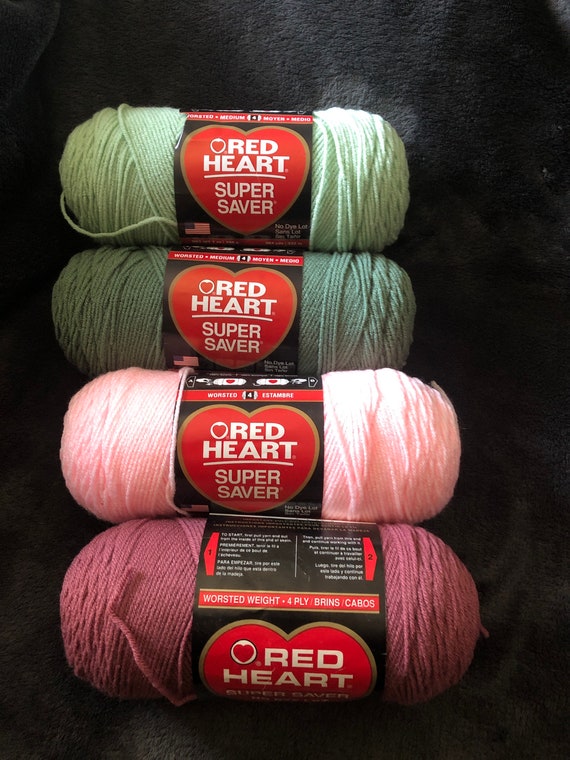 Lot 2 Skeins Red Heart Super Saver Worsted 4 Ply Yarn Aran & White 7 oz  Each