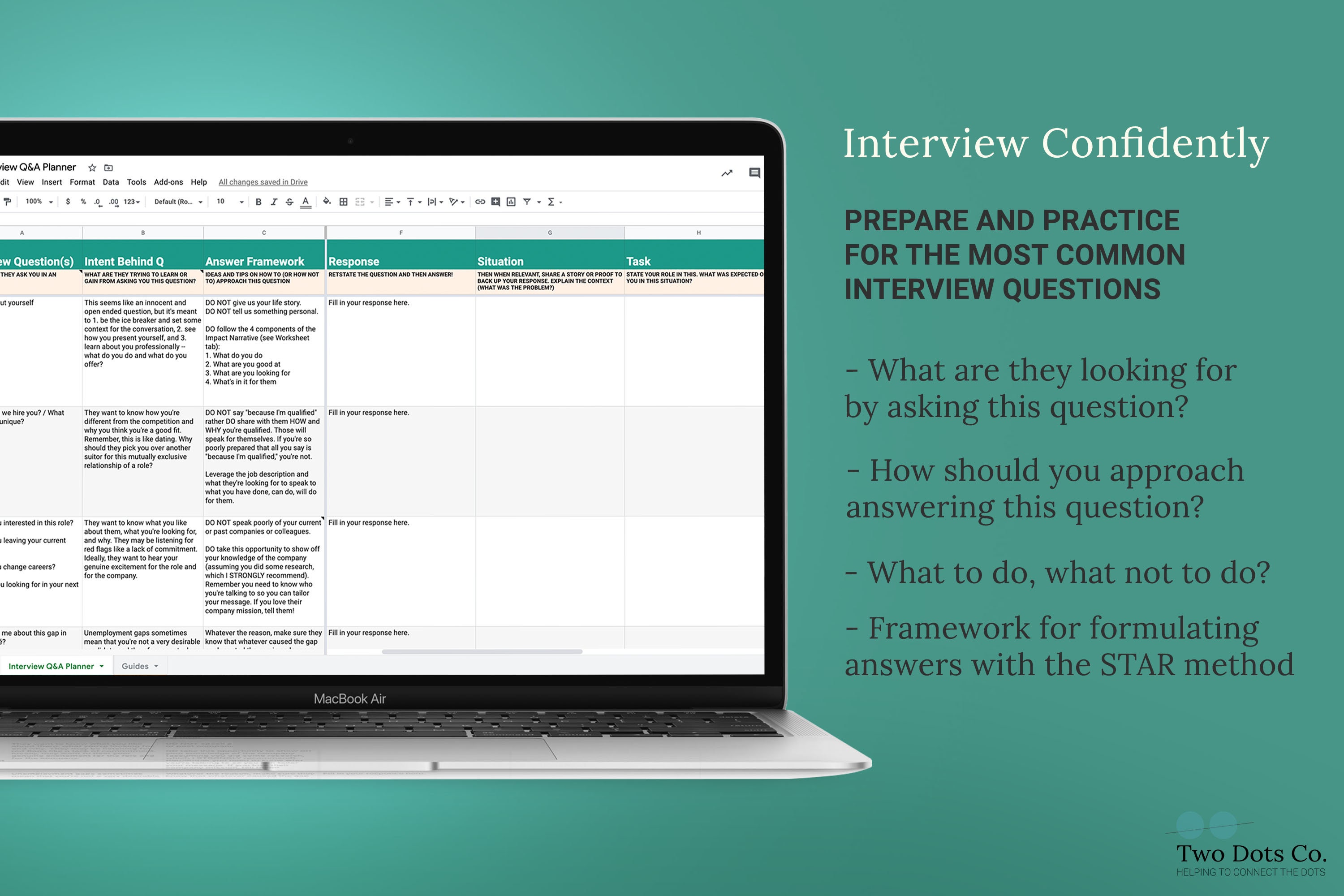 Interview Q&A Planner | Structured Spreadsheet Planner to Answering ...