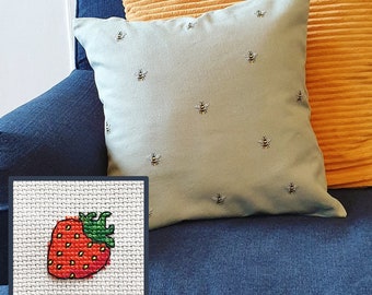 Ditsy Strawberry Cross Stitch Pattern - Create Your Own Fabric Print - PDF Download