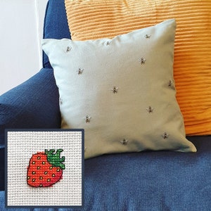 Ditsy Strawberry Cross Stitch Pattern - Create Your Own Fabric Print - PDF Download