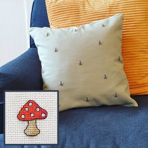 Ditsy Toadstool Cross Stitch Pattern - Create Your Own Fabric Print - PDF Download