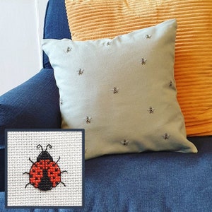 Ditsy Ladybird Cross Stitch Pattern - Create Your Own Fabric Print - PDF Download