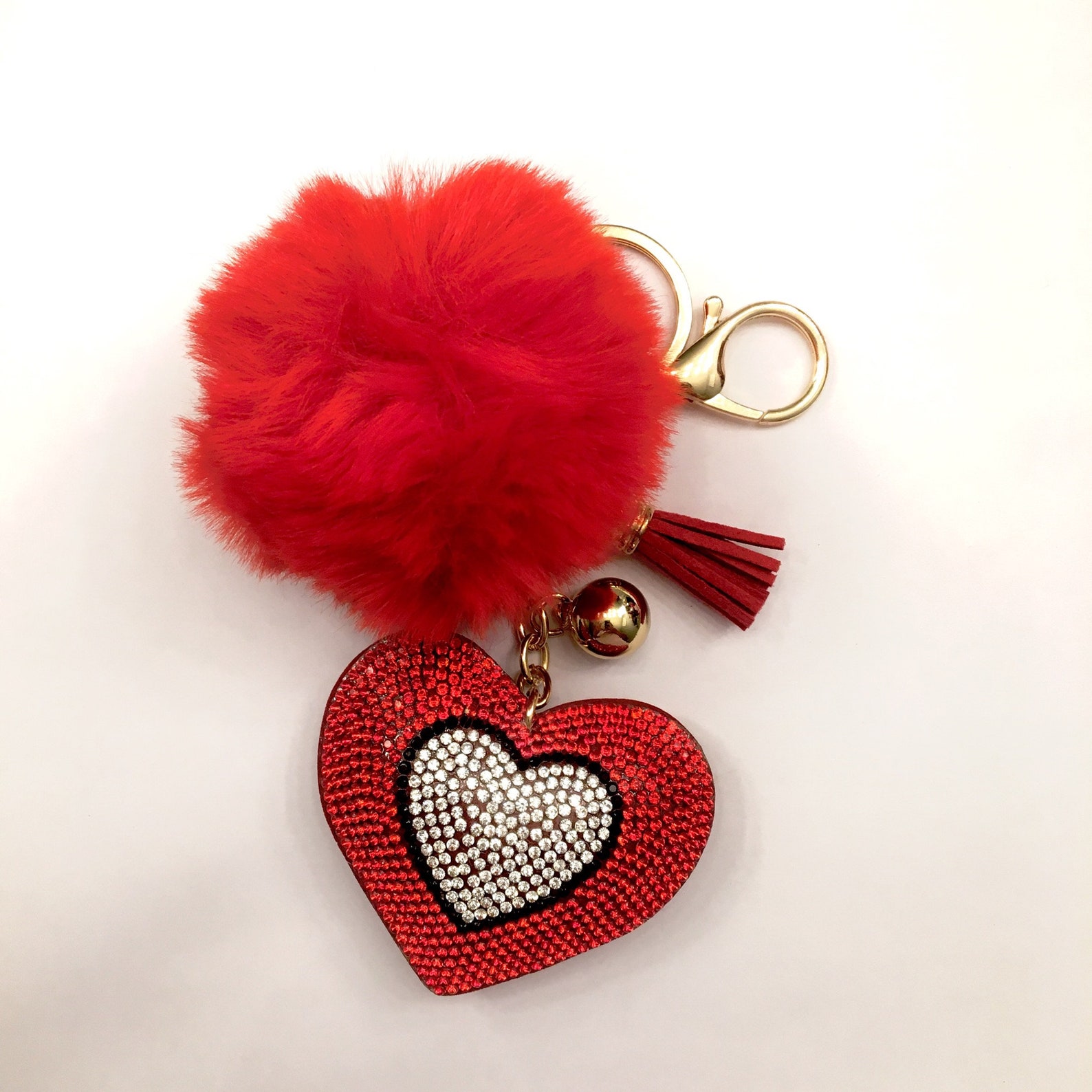 Keychains Rhinestone Keychain Girly Keychains Fluffy Etsy