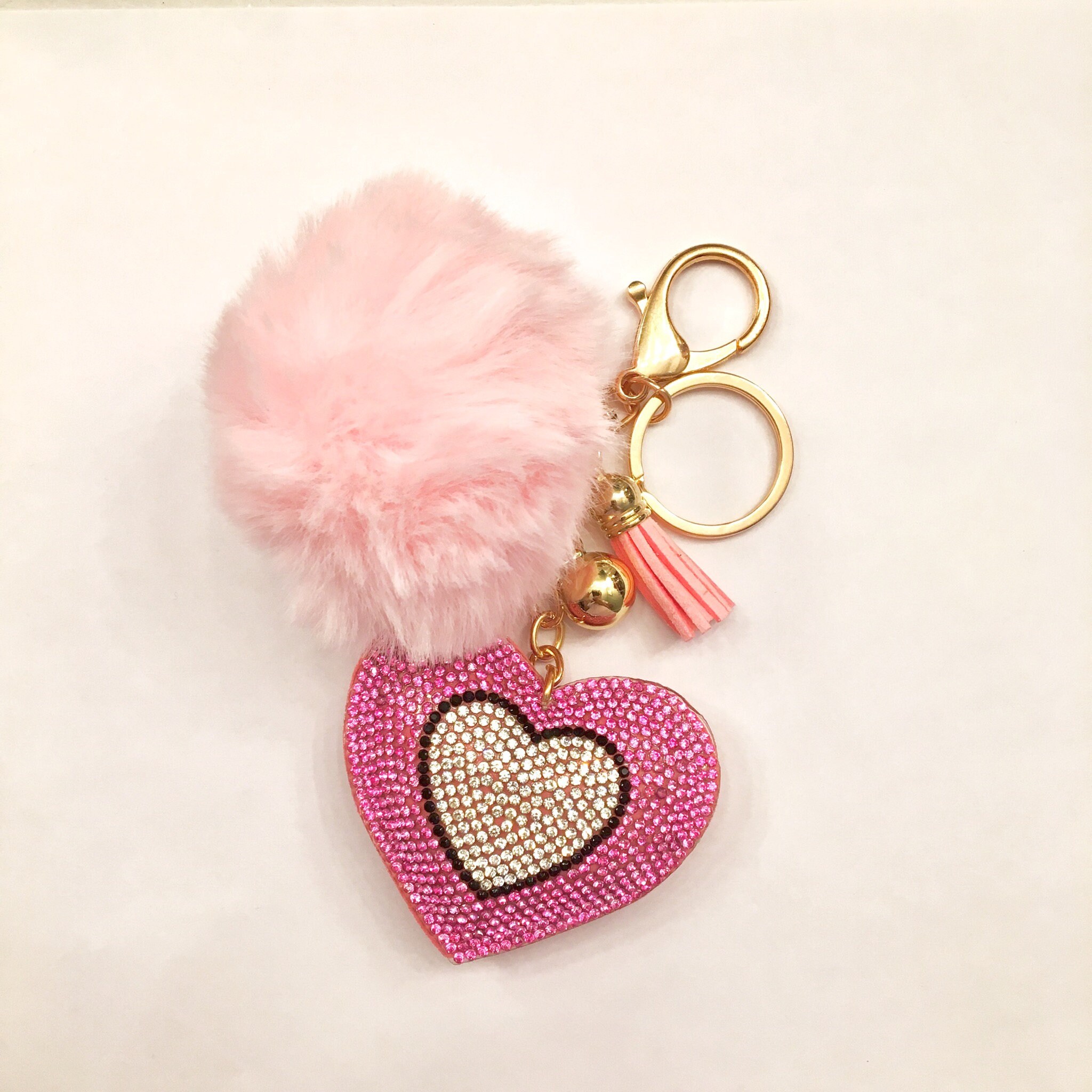 Keychains Rhinestone Keychain Girly Keychains Fluffy Etsy