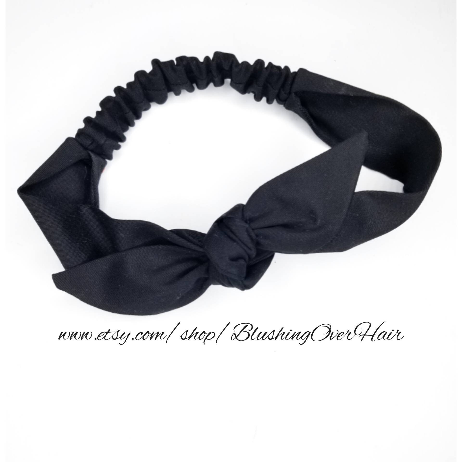 Solid black headband/ retro headband/ adjustable headband/ tie Etsy