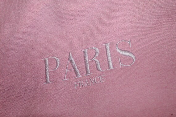Paris France pink embroidered crew neck sweatshirt swipe for | Etsy
