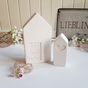 House decoration made of concrete Raysin, live laugh love, in a set of 2, color white / concrete Raysin decoration gift idea