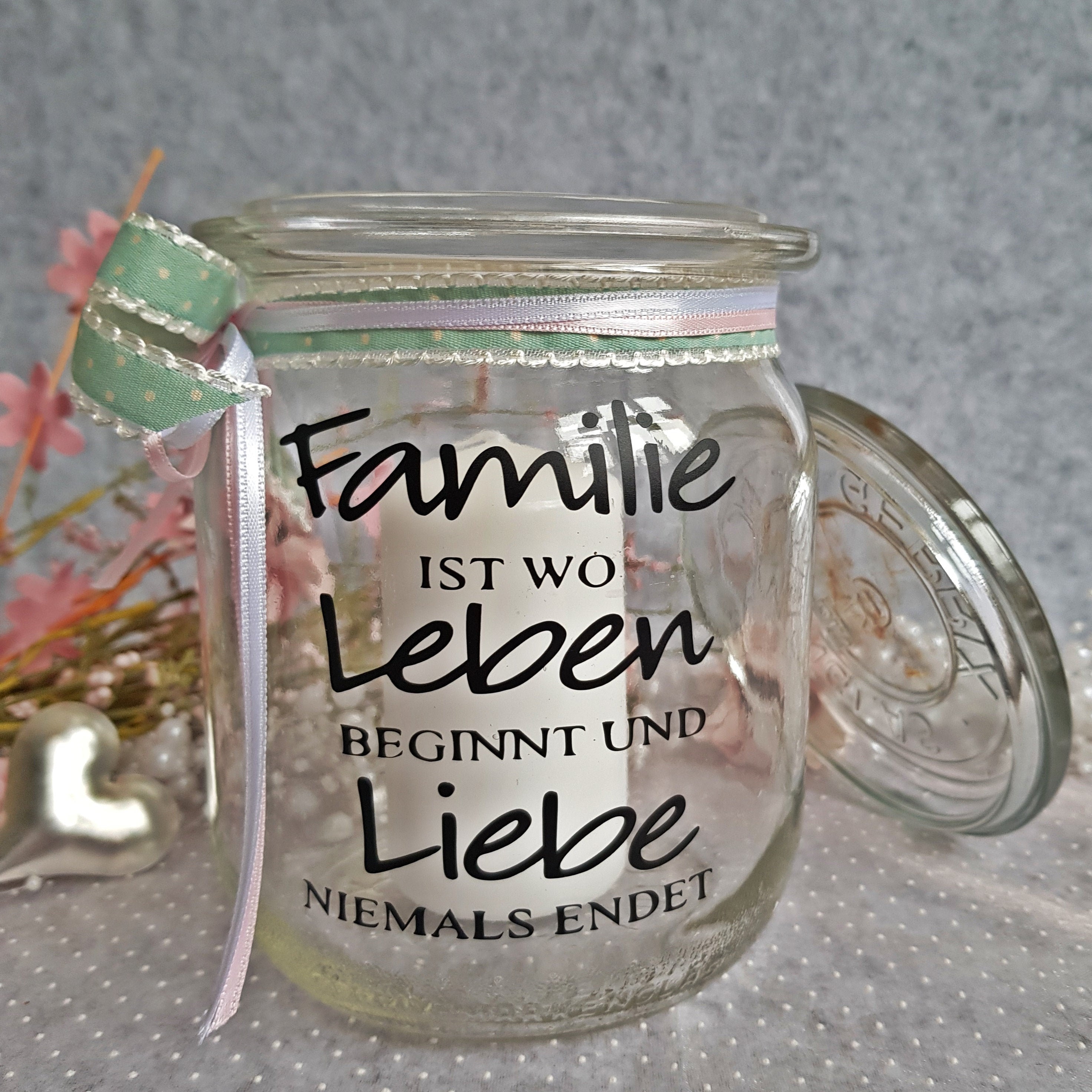 Windlicht Kerzen Lichterglas mit Spruch Motiv FAMILIE IST Etsy