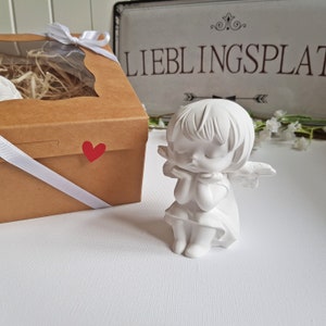 Geschenk Mitbringsel Schutzengel mit Herz Geschenkbox, Beton Raysin Deko, Beschützer, Engel, Geschenk Idee verschiedene Varianten Bild 7