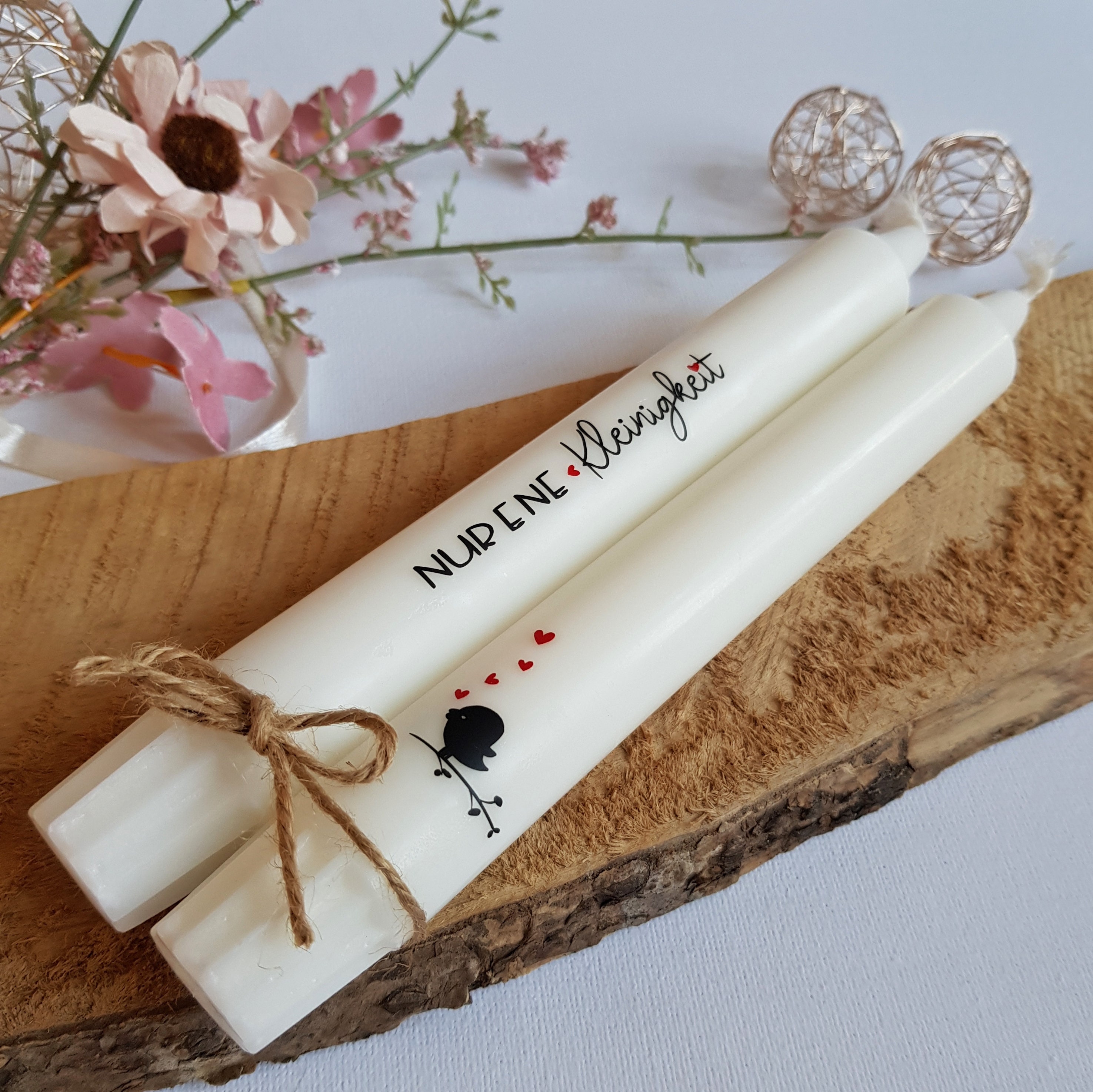 Kerzen Kerze mit Schrift Spruch u. Herzen NUR EINE Etsy