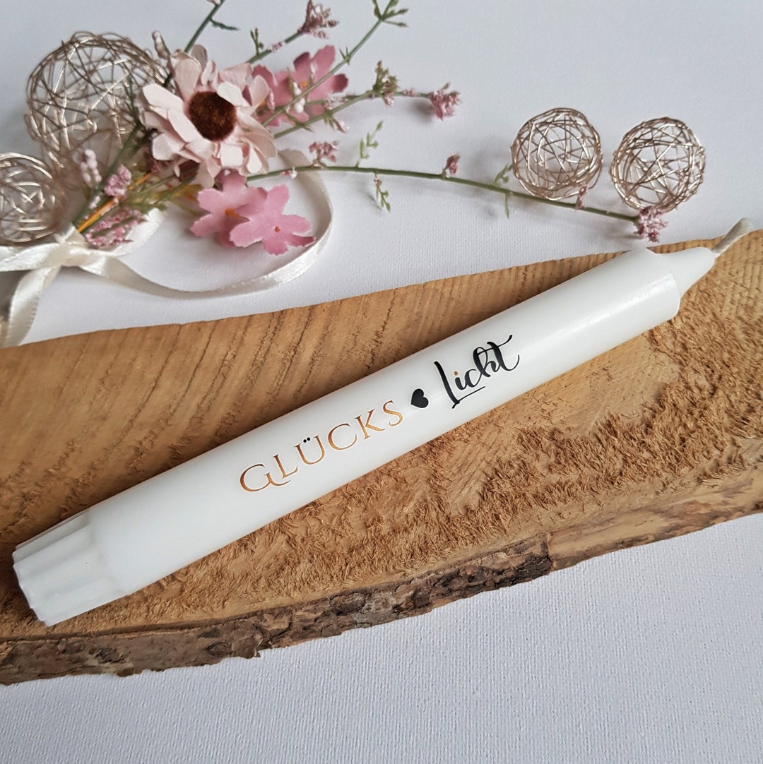 Kerzen Kerze mit Schrift Spruch u. Herz GLÜCKSLICHT Etsy.de