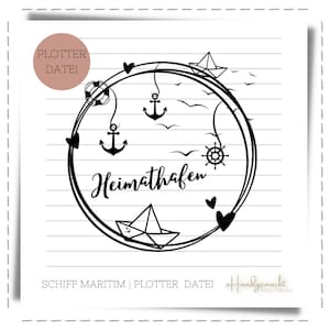 File plotter Maritime HOME PORT motivo nave, ancora, cuore e scritta / formati png, jpg, pdf