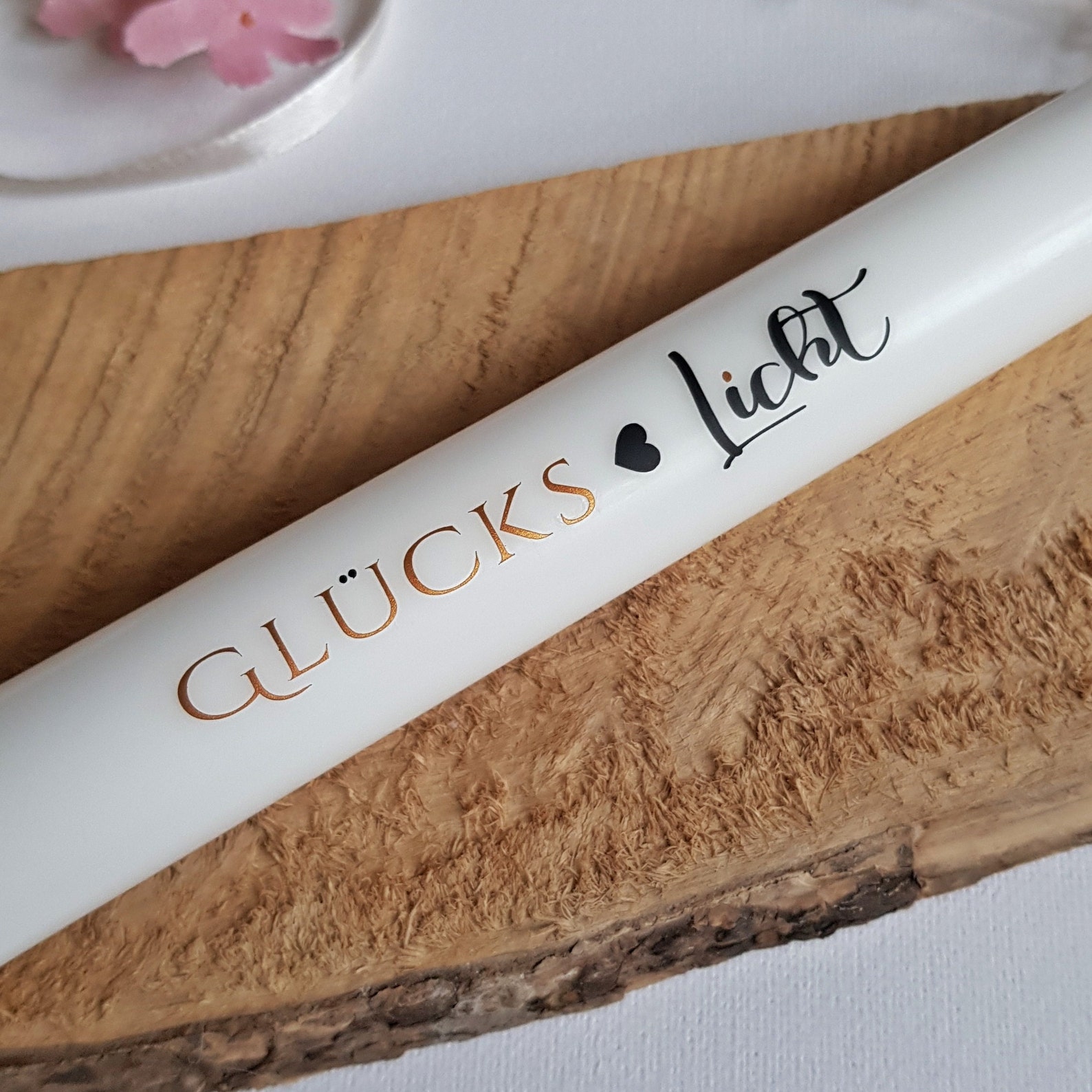 Kerzen Kerze mit Schrift Spruch u. Herz GLÜCKSLICHT Etsy.de