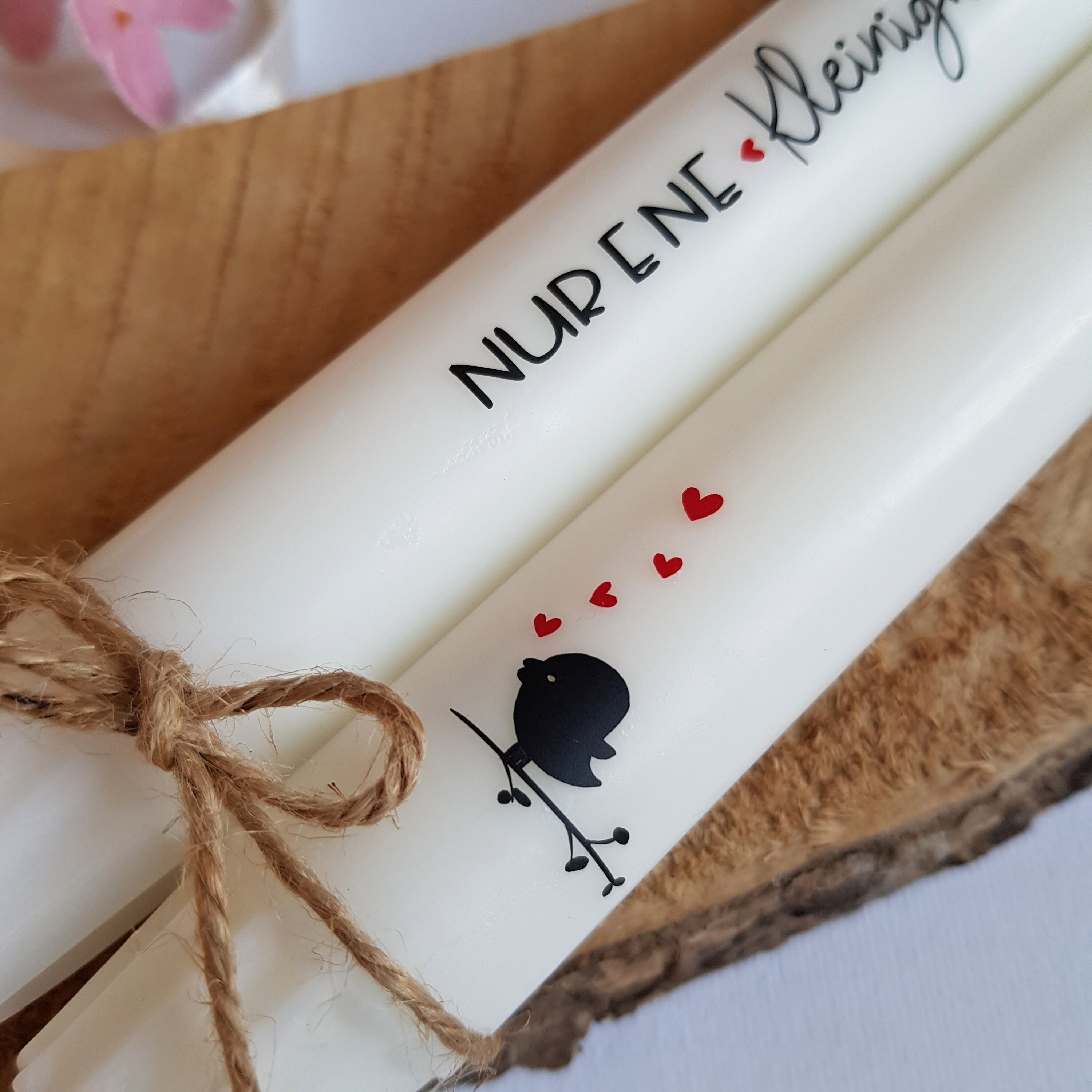 Kerzen Kerze mit Schrift Spruch u. Herzen NUR EINE Etsy