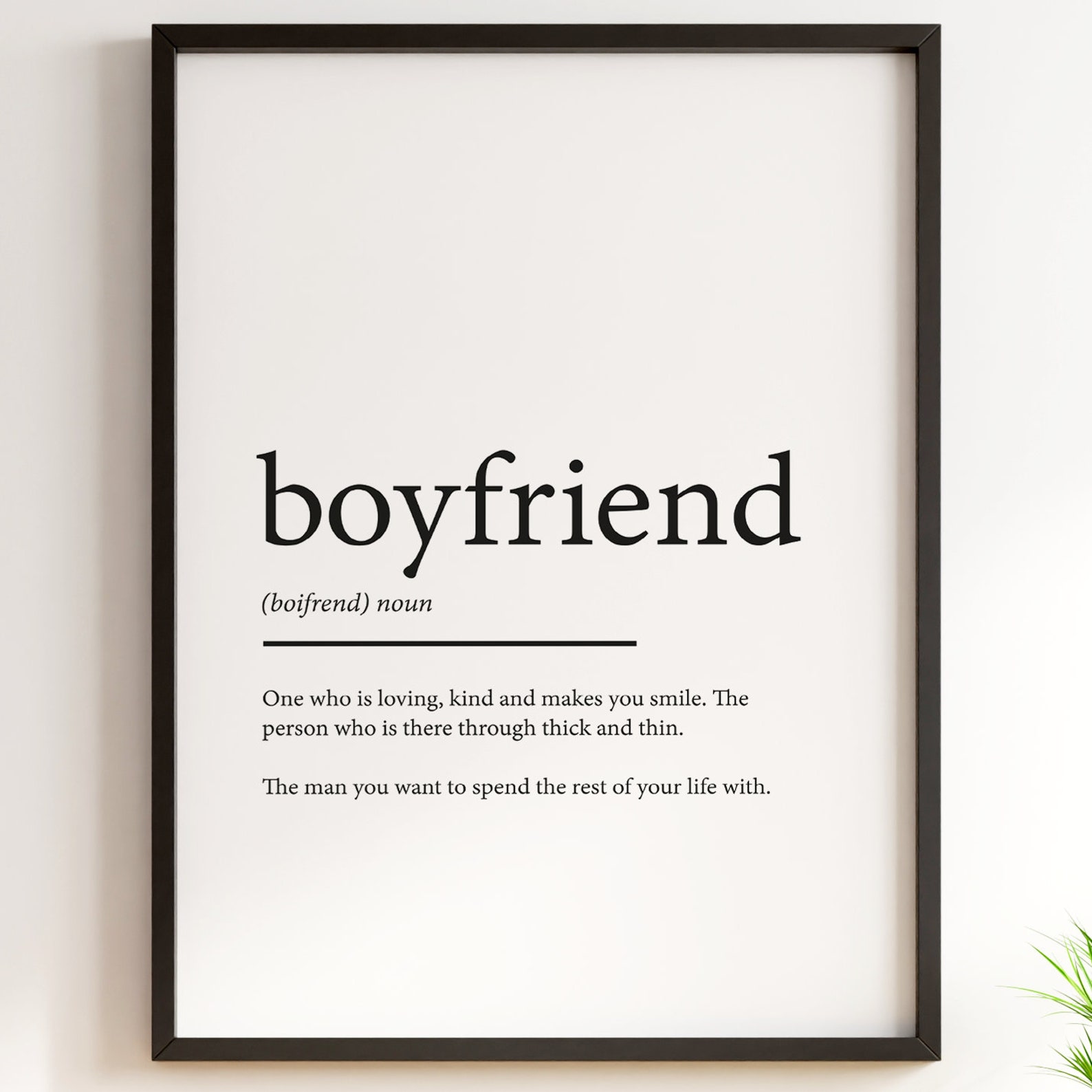 Boyfriend Definition Print Typography Romantic Prints Etsy