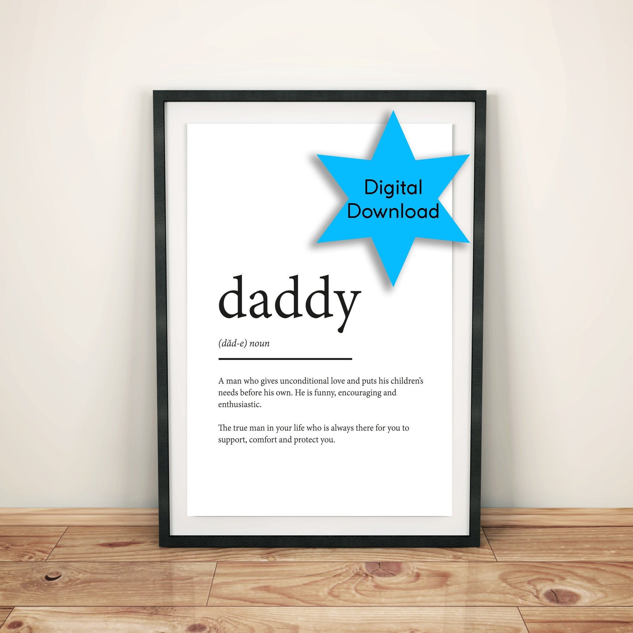 Daddy Definition Print Digital Download Typography Etsy UK