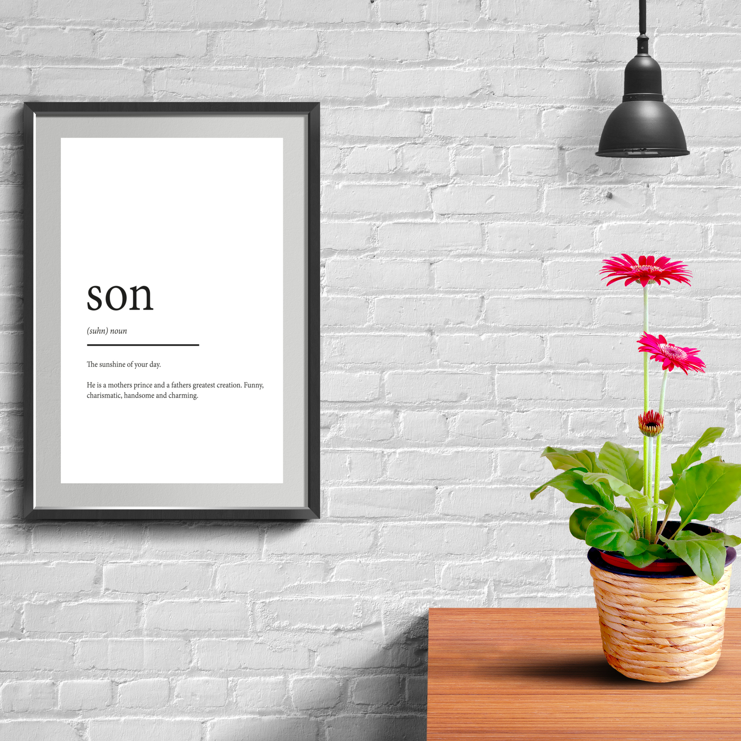 Son Definition Print Typography Family Prints Gift | Etsy