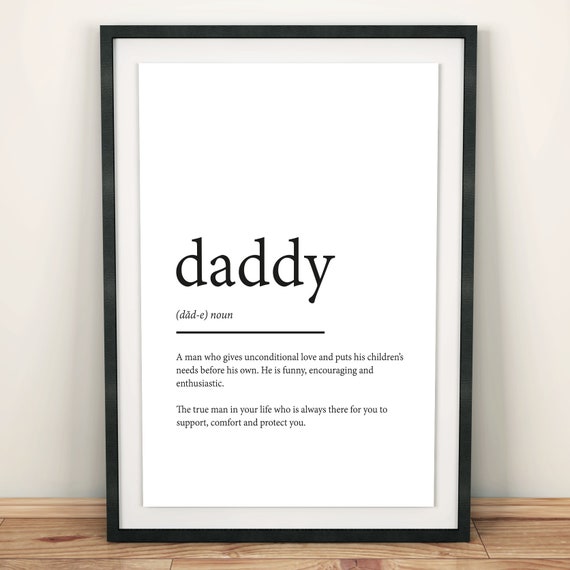 Daddy Definition Print Typography Dad Gifts Poster Etsy