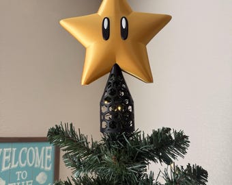 Super Mario Star Christmas Tree Topper: Nintendo Gamer Decor Gift, Retro Geek Gift