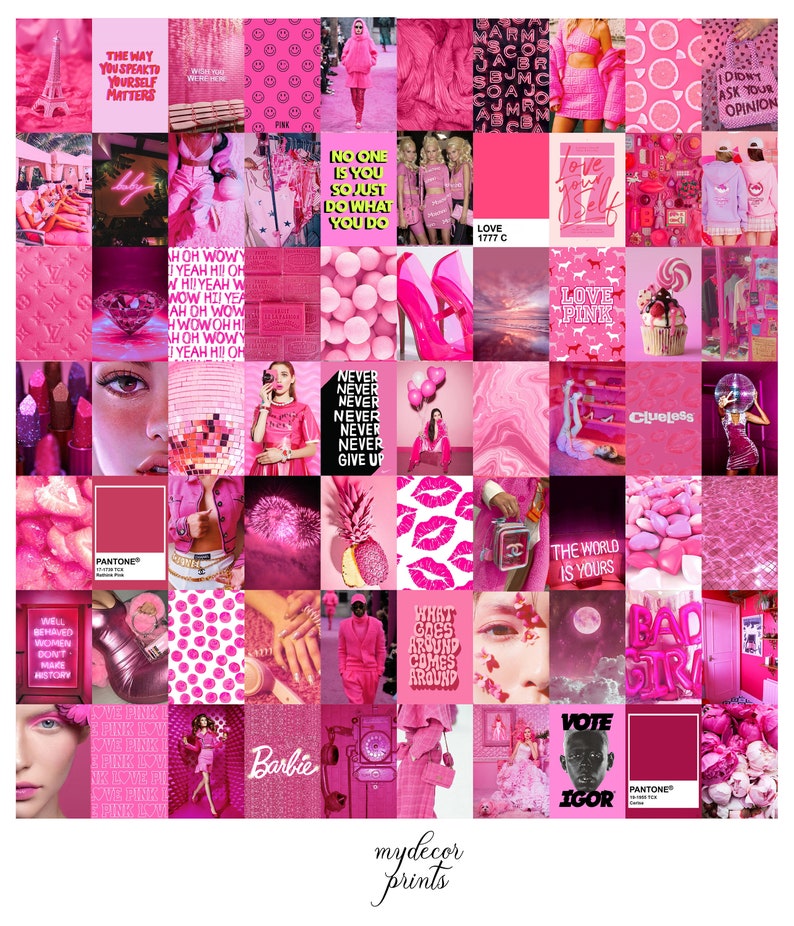 Boujee Neon Pink Aesthetic Wall Collage Kit Digital Download | Etsy