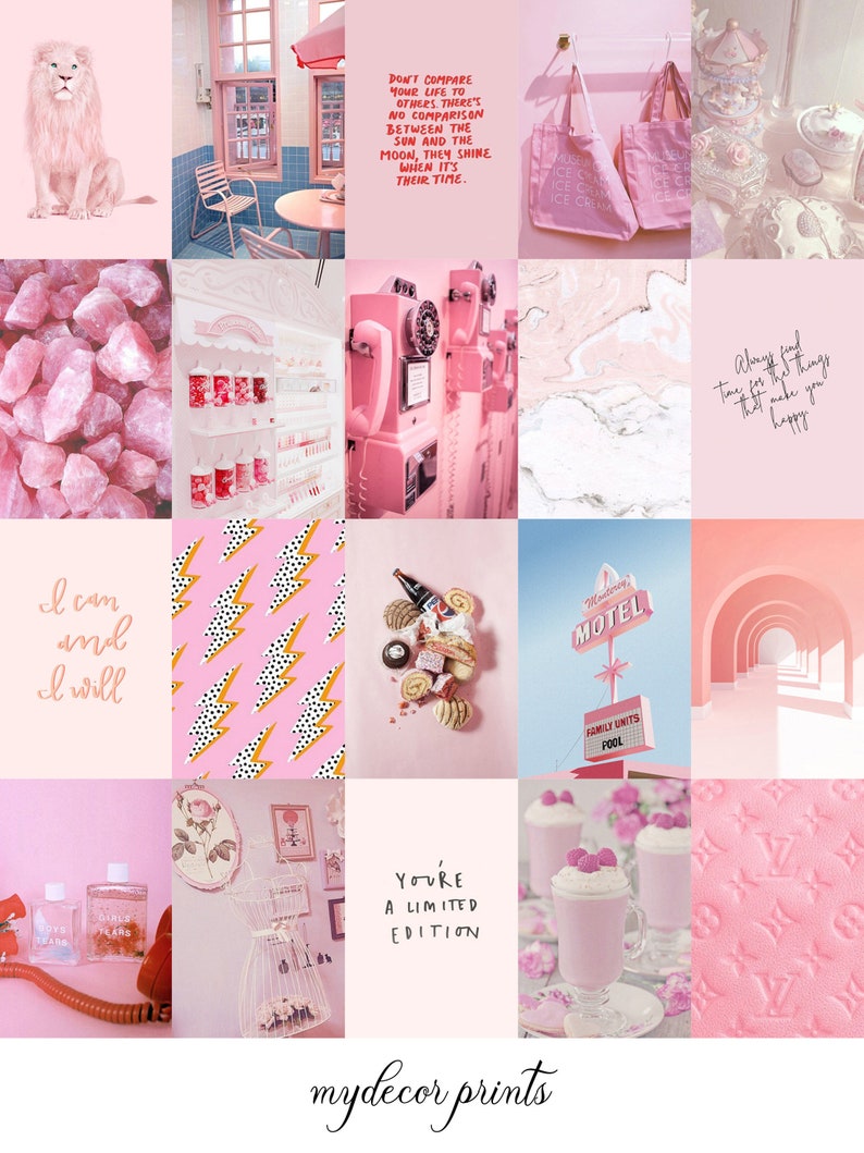 Boujee Light Pink Aesthetic Wall Collage Kit Digital Etsy | Porn Sex ...