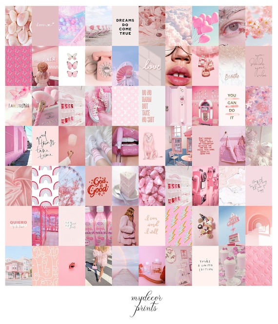 Boujee Light Pink Aesthetic Wall Collage Kit Digital | Etsy